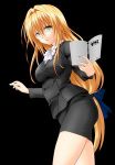  Score: 27 Tags: absurdres,blonde hair,book (books),girl,glasses,green eyes,highres,long hair,skirt,solo,suit,tall image,teacher,tearju lunatique,toloveru,toloveru darkness,transparent background,vector