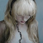  Score: 63 Tags: bare shoulders,blonde hair,face,fringe,girl,headphones,jonathan viner,light erotic,lipstick,long hair,original,piercing,realistic,signed,simple background,single,topless,wavy hair,(wire) wires