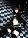  Score: 15 Tags: belt,bikini top,black gold saw,black hair,black rock shooter,bra,breasts,checkered background,cleavage,demon,demon girl,ecchi,girl,gloves,glowing eye (eyes),horn (horns),huge sword,huge weapon,lingerie,long hair,looking up,midriff,open jacket,red eyes,shorts,single,smile,sword,tagme (artist),tall image,weapon