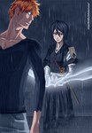  Score: 9 Tags: belt,black hair,bleach,brown eyes,cloud (clouds),girl,ioshik,katana,kimono,kuchiki rukia,kurosaki ichigo,light,light smile,looking back,male,night sky,orange hair,purple eyes,rain,ribbon (ribbons),short hair,tall image,weapon