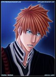  Score: 9 Tags: bleach,blue eyes,brown hair,face,kimono,kurosaki ichigo,law67,male,portrait,short hair,solo,tall image