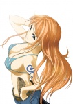  Score: 72 Tags: bare shoulders,belt,bikini top,blue eyes,breasts,fringe,from above,girl,hand on head,light erotic,light smile,long hair,map,nagasode fusoku,nami,one piece,orange hair,pants,simple background,single,tall image,tattoo,white