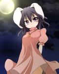  Score: 18 Tags: black hair,bunny ears,dress,fuyuno taka (artist),girl,inaba tewi,koshi-kun (artist),moon,red eyes,short hair,solo,tall image,touhou