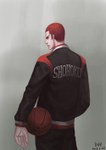 Score: 9 Tags: basketball,basketball ball,brown eyes,from behind,gray,hanamichi sakuragi,male,piaoluo de fei yu,red hair,short hair,signed,simple background,single,slam dunk,tall image Score: 9 Tags: basketball,basketball ball,brown eyes,from behind,gray,hanamichi sakuragi,male,piaoluo de fei yu,red hair,short hair,signed,simple background,single,slam dunk,tall image