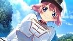  Tags: blue eyes,game cg,girl,gun knight girl,military uniform,pink hair,service cap,short hair,smile,wide image