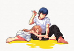  Score: 18 Tags: aisaka taiga,barefoot,blue hair,brown hair,casual,couple,dress,eyes closed,girl,holding hands,legs,long hair,lying,male,open mouth,short hair,simple background,sitting,sleeping,takasu ryuuji,toradora,tsukumo