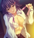  Score: 108 Tags: black hair,bra,breasts,ecchi,fushikitan kyuukon sennen shoujo,game cg,girl,light erotic,long hair,open shirt,short hair,tall image,yellow eyes