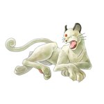  Tags: animal,lying,mami (pixiv id43383),open mouth,persian,pokemon,simple background,single,white,yawn