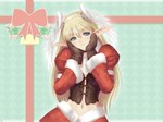  Score: 9 Tags: blonde hair,blue eyes,blush,christmas,elf,girl,head wings,light smile,long hair,looking at viewer,midriff,mittens,navel,pointy ears,single,smile,taka tony (artist)