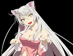  Score: 26 Tags: bakemonogatari,cat ears,catgirl,fang (fangs),girl,hanekawa tsubasa,highres,long hair,monogatari (series),open mouth,shirt,solo,transparent background,vector,white hair,yellow eyes