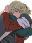  Score: 9 Tags: 2boys,barnaby brooks jr,blonde hair,blush,brown hair,glasses,green eyes,hug,jacket,kaburagi t kotetsu,male,mikuni saho (artist),multiple boys,off shoulder,open mouth,shirt,short hair,shounen ai,simple background,tall image,tiger & bunny,t-shirt,vest,white