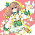  Tags: blush,bow,brown eyes,brown hair,butterfly,detached sleeves,dress,girl,hair bow,insect,kiyu (kiyupapiko),long hair,looking at viewer,necktie,original,single