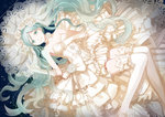  Score: 185 Tags: aqua eyes,aqua hair,asasaki michi,bare shoulders,braid (braids),choker,dress,elbow gloves,flower (flowers),girl,gloves,hair flower,hatsune miku,long hair,single,smile,thighhighs,twintails,vocaloid,wedding dress,wedding veil,white thighhighs