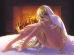  Score: 18 Tags: barefoot,blonde hair,blue eyes,breasts,fire,fireplace,girl,glass,leg hug,light erotic,long hair,nude,sitting,solo,very long hair,wine glass