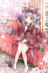  Score: 9 Tags: animal ears,animal tail,blush,cat ears,catgirl,cat tail,cherry blossoms,eating,girl,grey hair,japanese clothes,kimono,nogi takayoshi,open mouth,original,petals,red eyes,short hair,single,socks,tail,tall image,traditional clothes,tree (trees),white socks