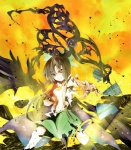  Tags:  black hair destruction girl hair bow highres irue (artist) long hair magic red eyes reiuji utsuho solo touhou wings 