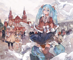  Score: 36 Tags: aqua eyes,aqua hair,bird (birds),bow,child,cloud (clouds),feather (feathers),girls,hatsune miku,long hair,male,moscow,people,sky,susu (artist),thighhighs,tree (trees),twintails,vocaloid,winter clothes