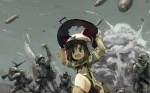  Score: 18 Tags:  bomb brown_eyes brown_hair bumbag explosion girl hat highres loli open_mouth running smoke soldier tagme_(artist) weapon widescreen 