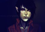  Score: 105 Tags: adventure time,black,black hair,blood,checkered,dark,face,fang (fangs),inscription,male,marshall lee (adventure time),mookie000,open collar,pointy ears,red eyes,shirt,short hair,signed,solo,vampire
