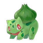  Tags: animal,bulbasaur,mami (pixiv id43383),no people,open mouth,pokemon,red eyes,simple background,standing,white