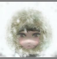 Tags: 42 7 (pixiv id 1740974),brown hair,button,exhalation,fur,girl,grey eyes,lens flare,looking at viewer,open mouth,original,short hair,single,snow,tall image