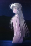  Score: 26 Tags: absurdres,girl,hair over breasts,highres,kasugano sora,light erotic,long hair,naked,night,night sky,nude,silver hair,solo,star (stars),water,yellow eyes,yosuga no sora