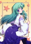  Tags:  blue_eyes frog girl green_hair highres kochiya_sanae long_hair miko snake solo star_(stars) touhou 