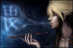  Score: 9 Tags: black hair,blonde hair,brown eyes,face paint,inira,kimono,lips,long hair,male,multicolored hair,nurarihyon,nurarihyon no mago,pipe,profile,realistic,single,smoke