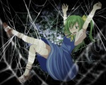  Tags: blush,bondage,daiyousei,girl,green eyes,green hair,light erotic,long hair,open mouth,s-syogo,tears,touhou,web