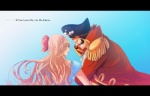  Score: 18 Tags: black hair,blonde hair,blue,couple,eyes closed,freckles,girl,gol d roger,grin,hair flower,happy,long hair,male,mustache,onemani,one piece,pirate hat,portgas d rouge,profile,short hair,simple background,smile