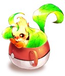  Score: 18 Tags: animal,blush,highres,leafeon,looking at viewer,mug,nanausana,pokemon,simple background,solo,tall image,white