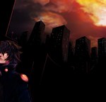  Score: 18 Tags: black hair,building (buildings),choker,city,cloud (clouds),face paint,facial mark,fudou yusei,jacket,male,short hair,sky,skyscraper,yaoumi-ji,yu-gi-oh
