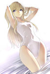  Tags: blonde hair,blue eyes,girl,hakaba (dairiseki),light erotic,long hair,original,single,swimsuit,tall image,water