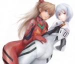  Score: 54 Tags: 2girls,art,ass,ayanami rei,blue eyes,blue hair,bodysuit,brown hair,evangelion: 2.0 you can (not) advance,from behind,hair ornament,hand on hip,highres,light erotic,long hair,looking back,miche (artist),moekyon,neon genesis evangelion,plugsuit,purple hair,realistic,rebuild of evangelion,red eyes,short hair,simple background,skin tight,soryu asuka langley,white