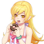  Score: 45 Tags: bakemonogatari,blonde hair,bracelet,doughnut,fang (fangs),girl,gonster (artist),long hair,monogatari (series),open mouth,oshino shinobu,single,sundress,white,yellow eyes