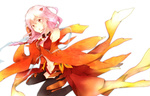  Score: 22 Tags: absurdres,bodysuit,girl,guilty crown,highres,long hair,nazunat (artist),pink hair,red eyes,simple background,solo,yuzuriha inori