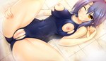  Score: 36 Tags: blue hair,blush,breasts,censored,erotic,game cg,girl,nipples,pussy,short hair,sperman,wide image,wink,yellow eyes