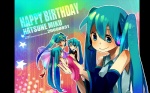  Tags:  aqua_eyes aqua_hair chibi detached_sleeves dress formal hatsune_miku headphones headset holding long_hair mayoz minigirl necktie saihate_(vocaloid) smile suit twintails vocaloid world_is_mine_(vocaloid) 