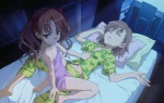  Score: 35 Tags:  absurdres bare_shoulders bed eyes_closed highres misaka_mikoto pajamas pillow saliva shirai_kuroko sleep_wear sleeping to_aru_kagaku_no_railgun twintails 