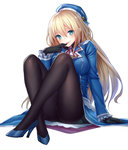 Tags: atago heavy cruiser,beret,blonde hair,blue eyes,blush,dress,finger to mouth,girl,gloves,kantai collection,light erotic,long hair,looking at viewer,pantyhose,single,smile,steelleets,tall image,white