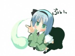  Tags:  ghost green_eyes hairband hujikok konpaku_youmu myon ribbon short_hair touhou v 