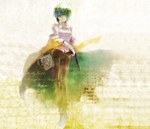  Score: 17 Tags:  androgynous coat girl green_eyes green_hair gun kino kino_no_tabi pants postage_stamp reverse_trap revolver shirt short_hair solo tomboy utsumi_haku watercolor weapon 