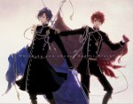  Score: 45 Tags: 2boys,belt,blue eyes,flag,gloves,gray,ichinose tokiya,ittoki otoya,light smile,looking at viewer,male,medal,military uniform,pendant,purple hair,red eyes,red hair,short hair,simple background,smile,standing,uta no prince-sama,white