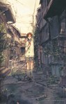  Score: 27 Tags: bottle,brown hair,button,girl,highres,house,jacket,leaf (leaves),orange eyes,original,phone,plant (plants),road,short hair,single,skirt,socks,standing,tall image,toi8,(wire) wires