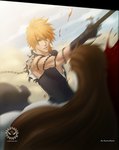  Score: 26 Tags: aizen sousuke,bleach,blonde hair,blood,brown eyes,brown hair,chain,cloud (clouds),gloves,inscription,kostanryuk,kurosaki ichigo,long hair,male,muscle,short hair,sky,smoke,tall image,torn clothes,weapon