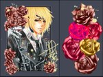  Score: 9 Tags: belt,blonde hair,blue eyes,chatelaine watch,cloak,coat,earrings,fireflies,flower (flowers),frame,gloves,gray,jacket,looking at viewer,male,necktie,petals,pointy ears,ring,rose (roses),shirt,short hair,signed,silver eyes,single,suit,tagme (artist),tattoo