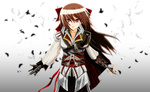 Score: 27 Tags:  assassin's creed (game) brown hair cosplay girl gloves hair bow hakurei reimu highres long hair red eyes solo tomon (slash0410) touhou weapon white 