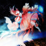  Score: 72 Tags: awa toka,blue eyes,boots,dress,flying,girl,long hair,looking at viewer,original,overalls,red dress,single,space,spread arms