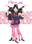  Tags: 3girls,a-chan,black eyes,black hair,blush,dress,girls,hat,inscription,kashiyuka,long hair,nocchi,pantyhose,perfume (group),riya (artist),salute,short hair,smile,spread arms,tall image