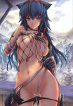  Score: 141 Tags: absurdres,animal ears,armor,bandages,blue hair,blush,breasts,capcom,censored,cloud (clouds),convenient censoring,erotic,girl,hairband,kizuki aruchu,long hair,monster hunter,monster hunter portable 3rd,mountain,naked,nargacuga (armor),naruga (armor),navel,nipples,panty pull,pussy,red eyes,ribbon (ribbons),scan,single,skindentation,sky,tall image